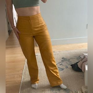 Yellow Ochre faux leather pants